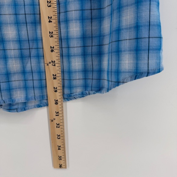 Wrangler Men's L Blue Plaid Pearl Snap Western Shirt Short Sleeve Rodeo Cowboy - Picture 6 of 9